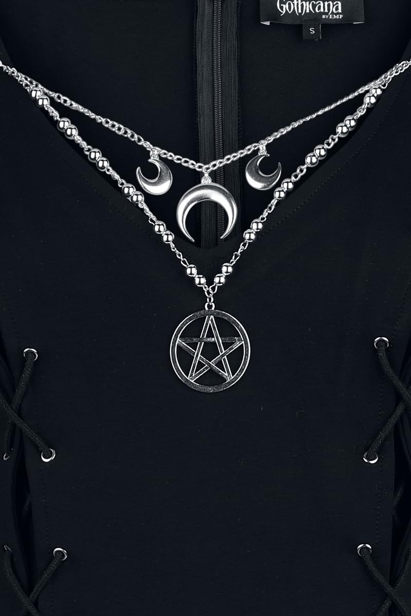 Gothicana by EMP abito corto nero M jersey lacci