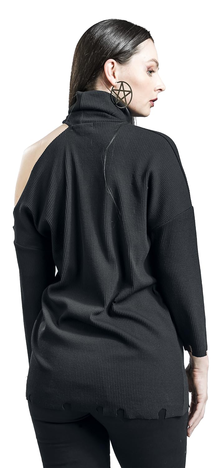 Gothicana by EMP Maglia Nera Maniche Lunghe Look Usurato S