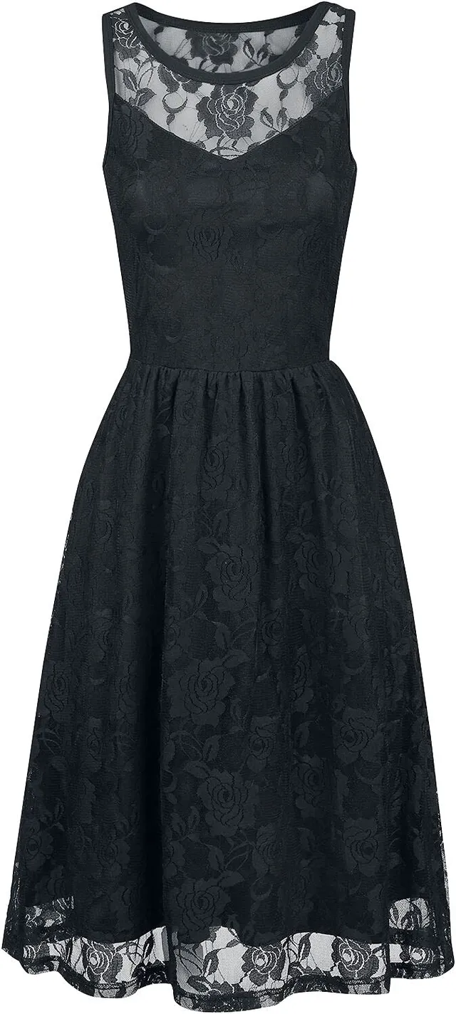 Gothicana by EMP abito donna nero pizzo floreale