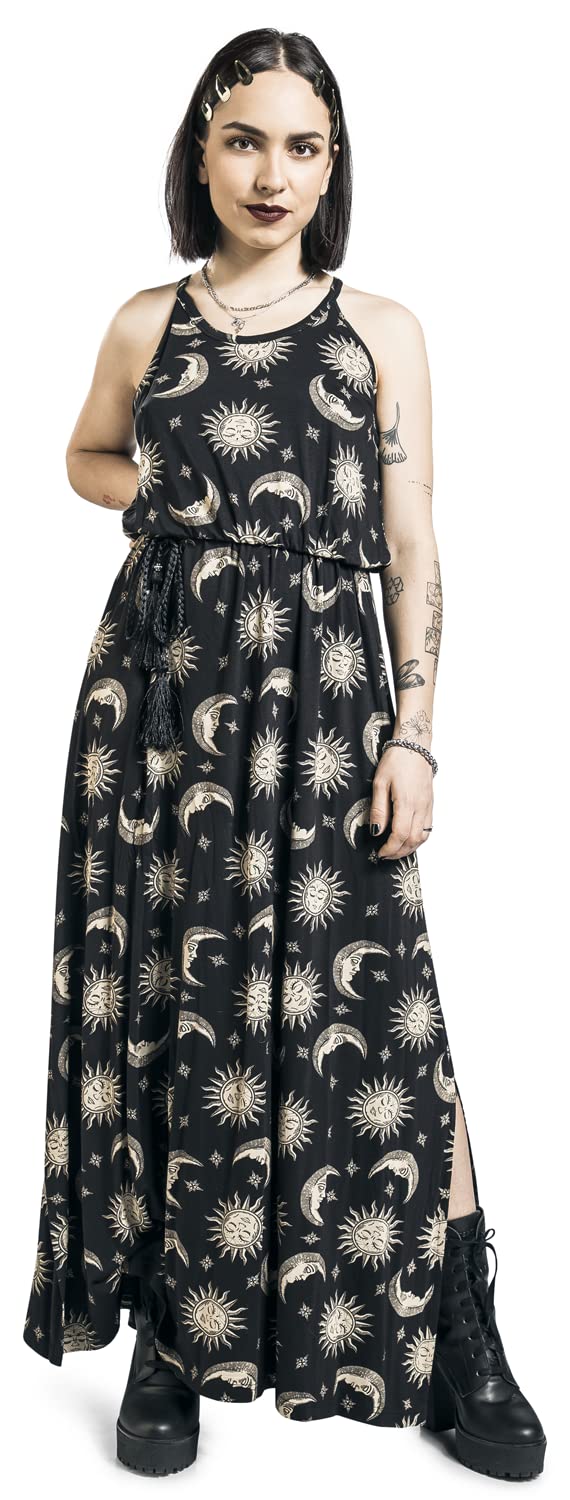 Gothicana by EMP maxi abito donna nero sole luna stelle