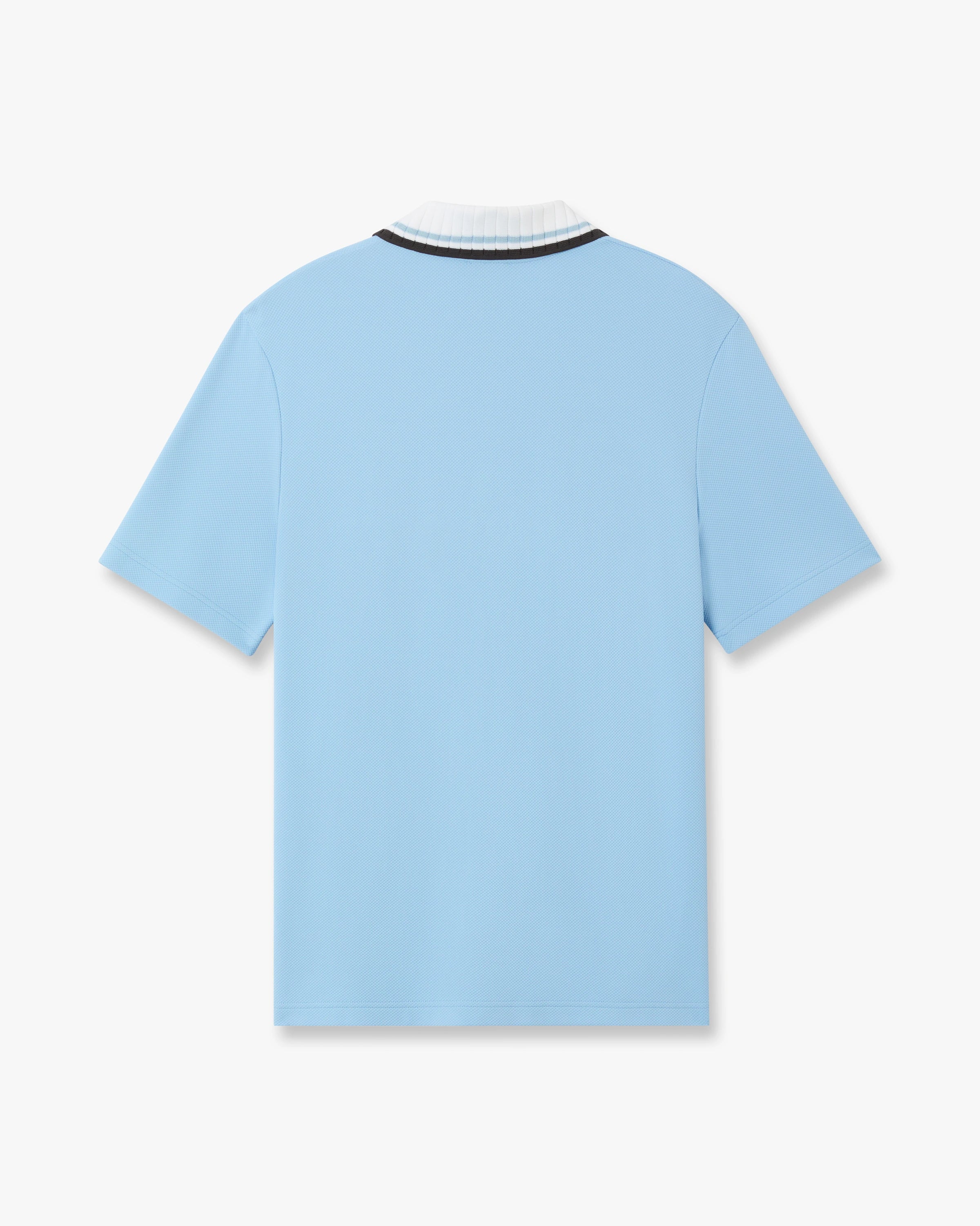 Casablanca Polo Azzurra Pique Zip Maniche Corte