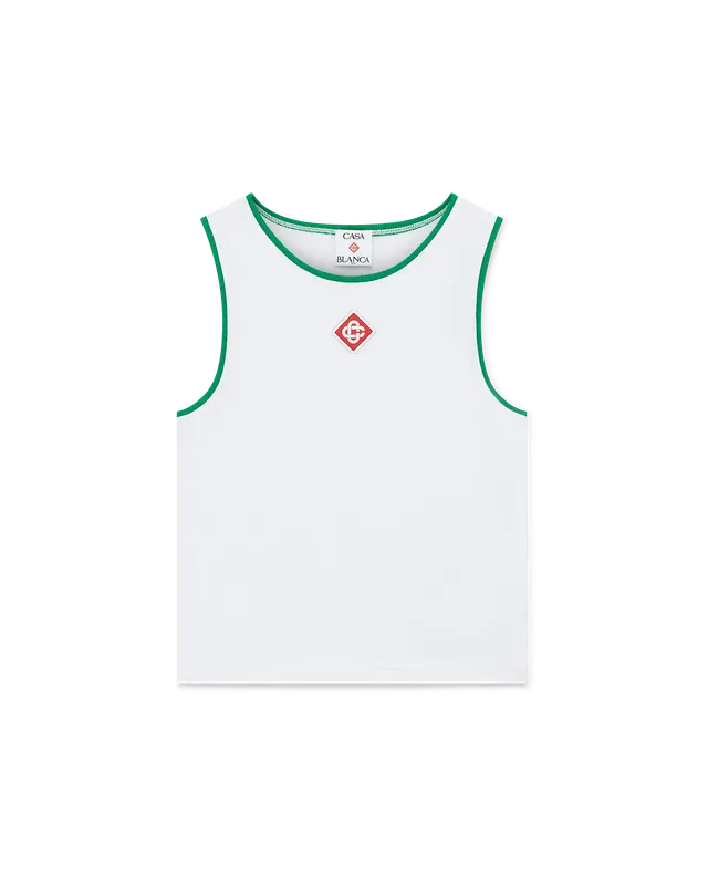 Casablanca Diamond Logo canotta bianca cropped cotone