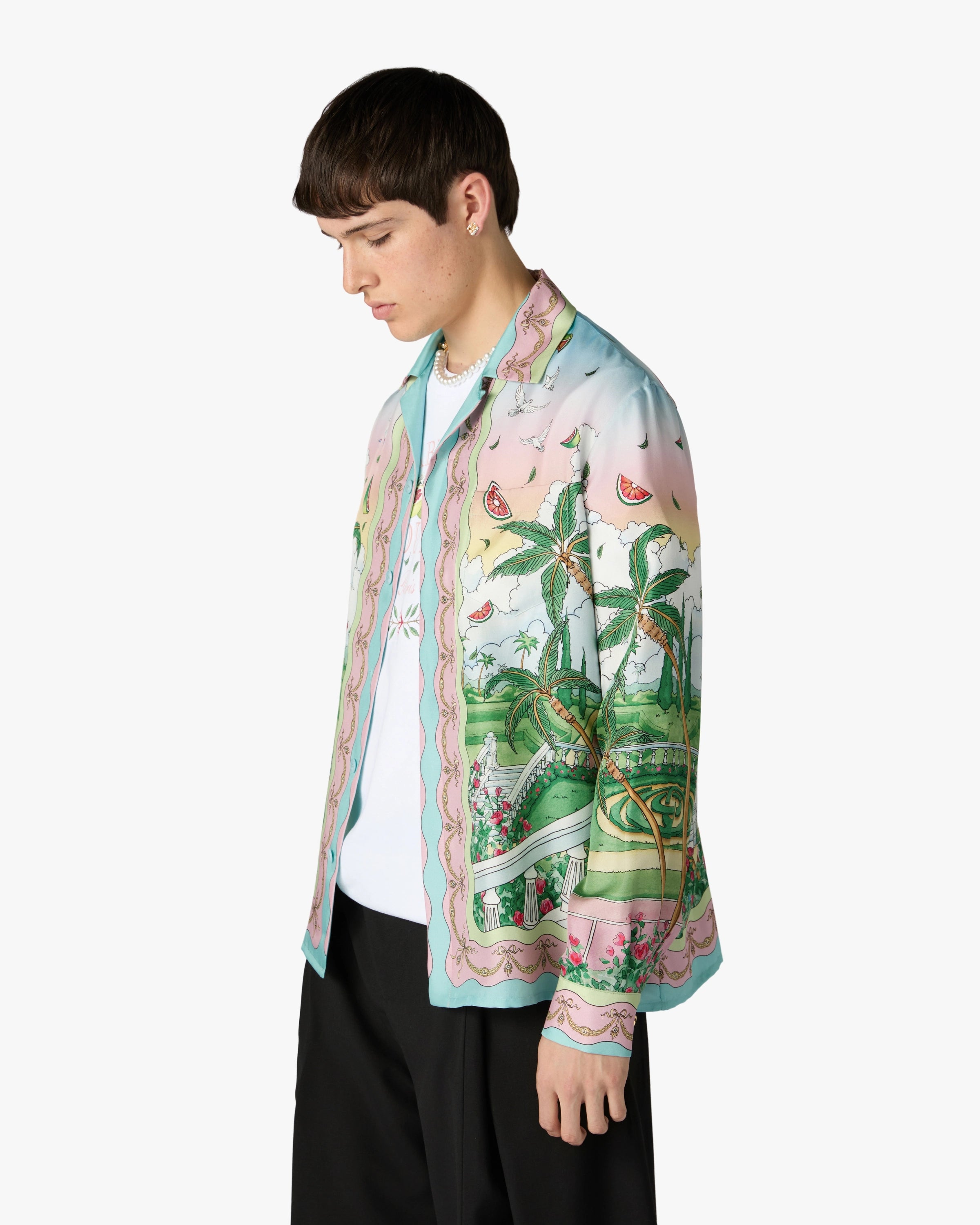 Casablanca Laduree x Casablanca camicia seta multicolore