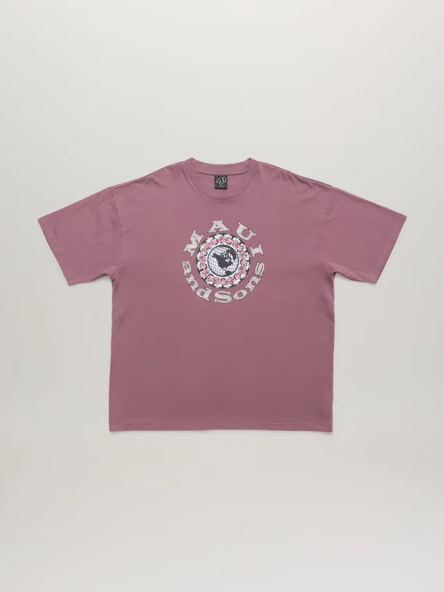 Maui and Sons Globe T-Shirt Maglietta Mauve Cotone