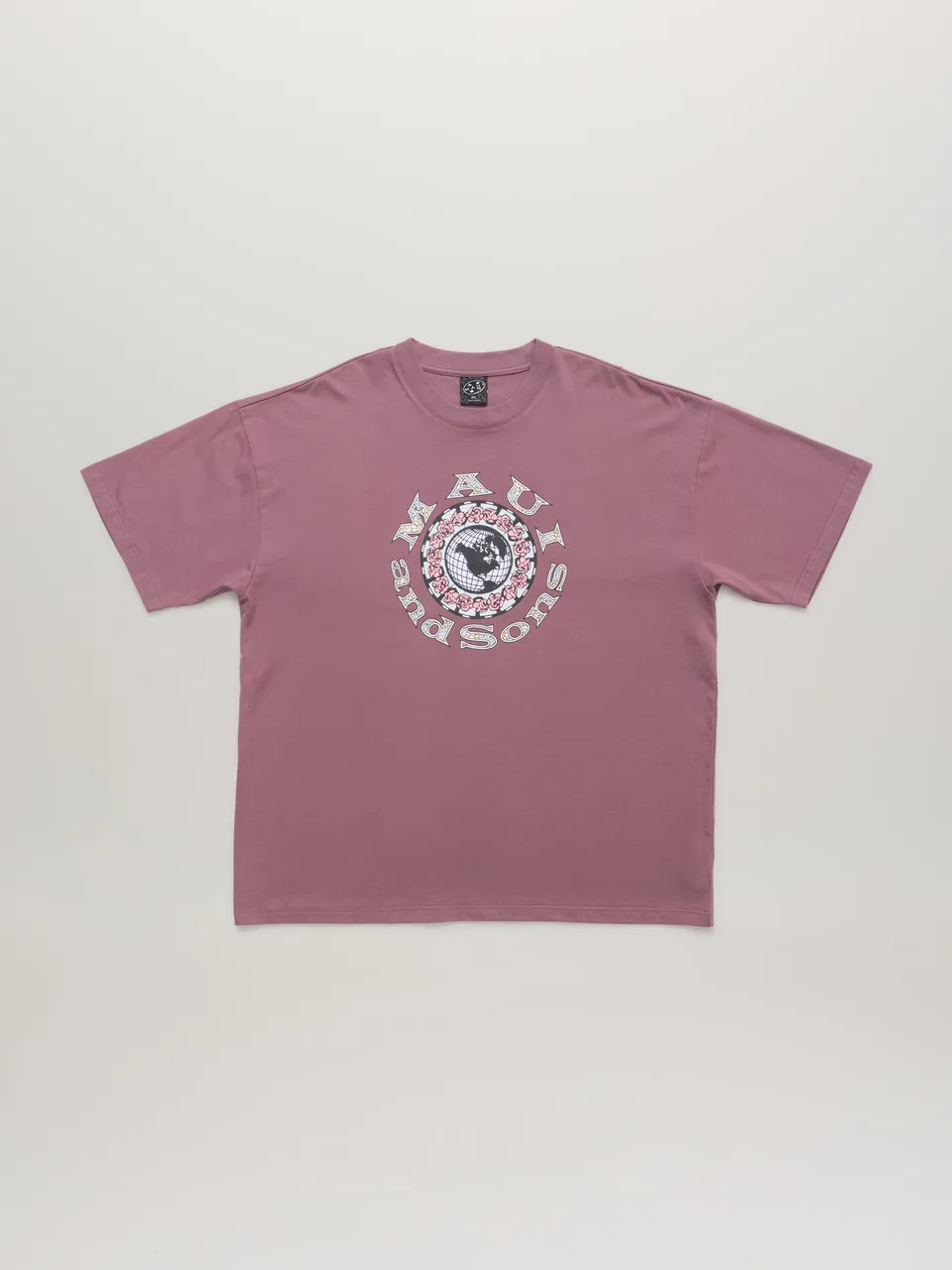 Maui and Sons Globe T-Shirt Maglietta Mauve Cotone