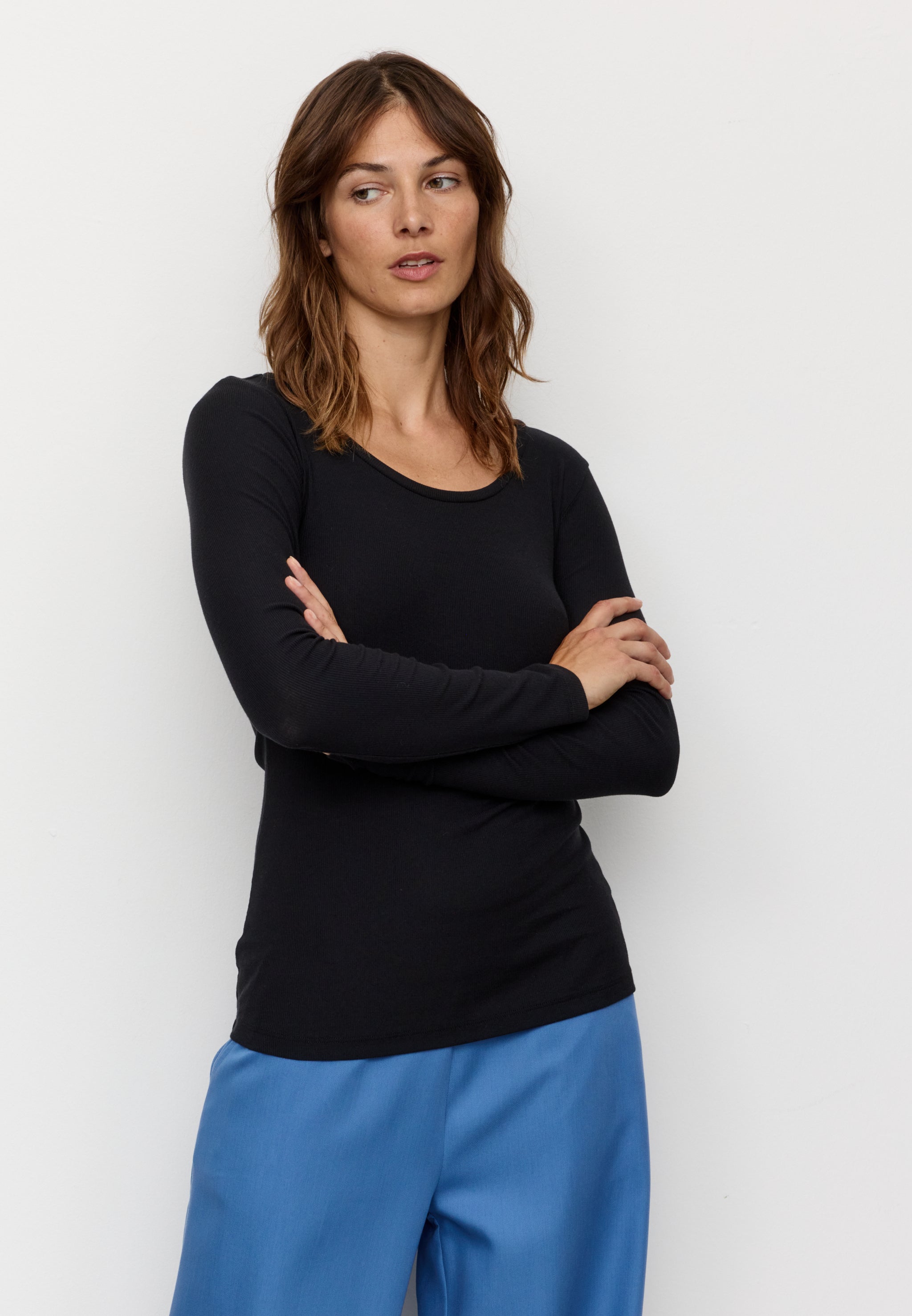 Recolution Senna maglia manica lunga nero cotone bio