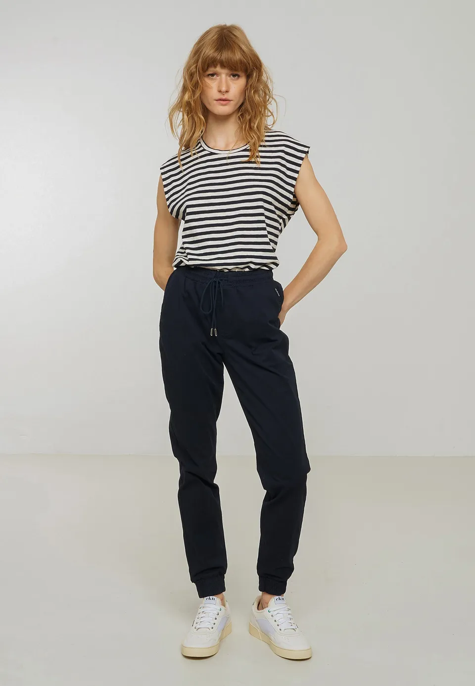 Recolution Calathea pantaloni chino dark navy cotone bio