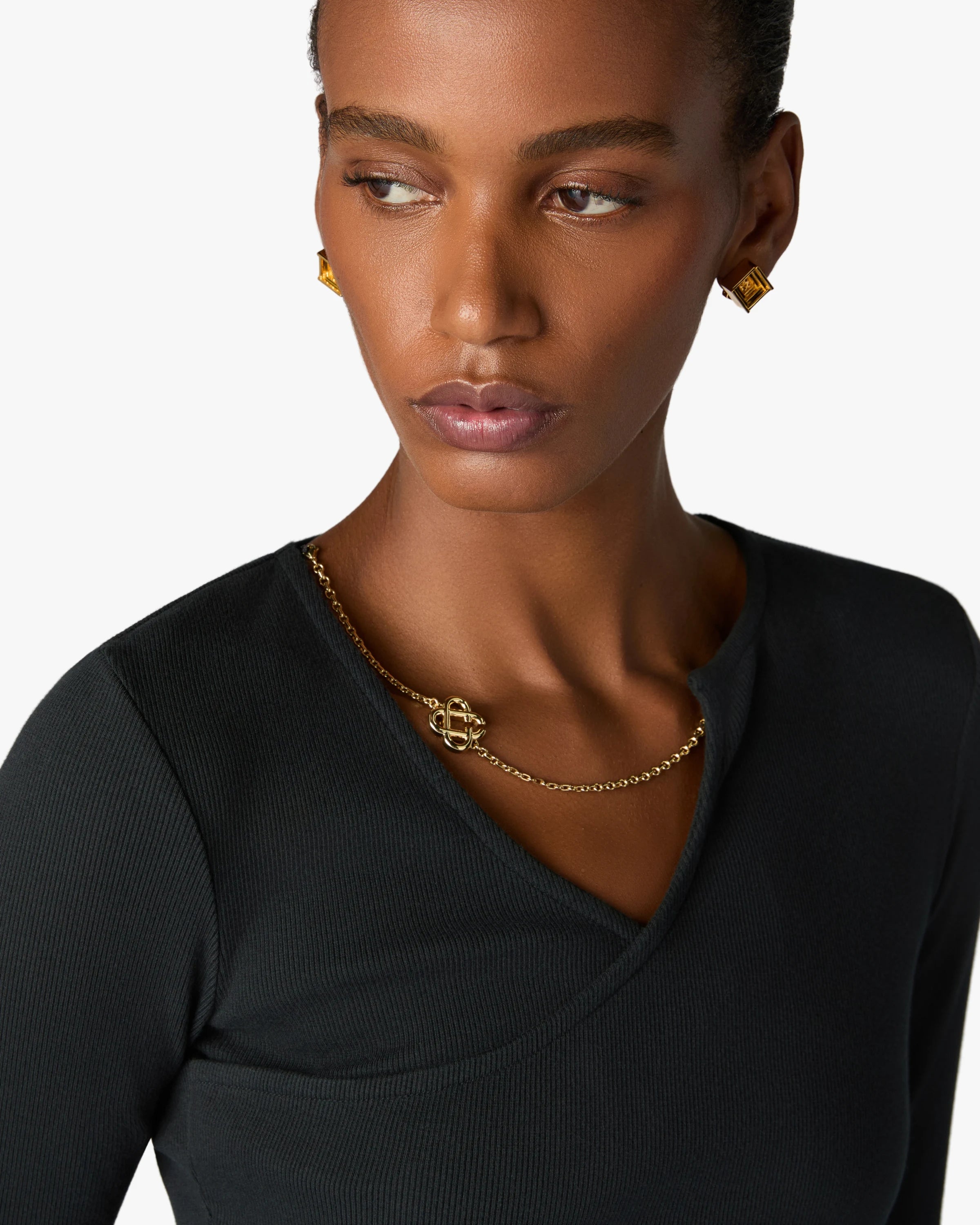 Casablanca Jewellery Maxi abito nero costina cotone organico