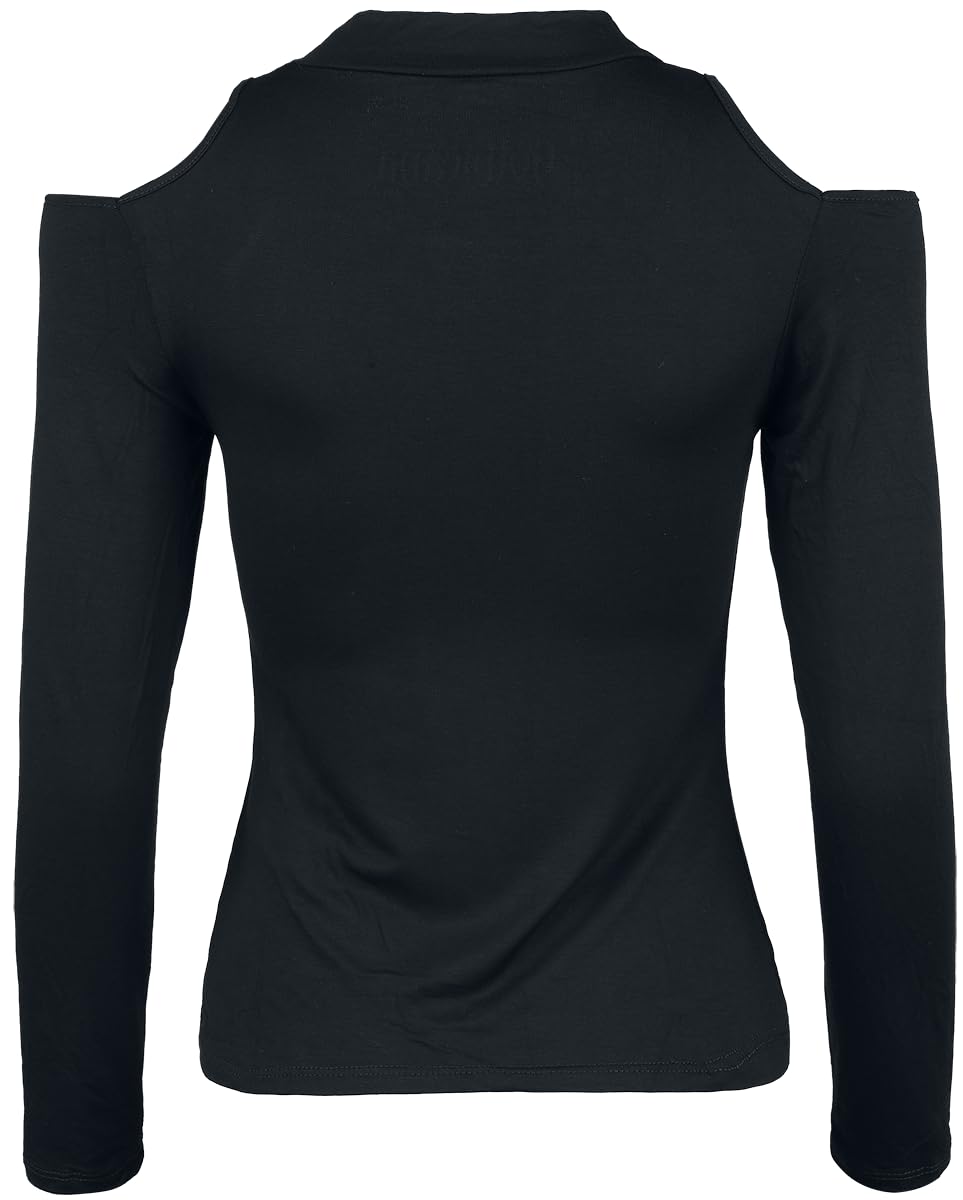 Gothicana by EMP Maglia Nera Spalle Scoperte Maniche Lunghe donna