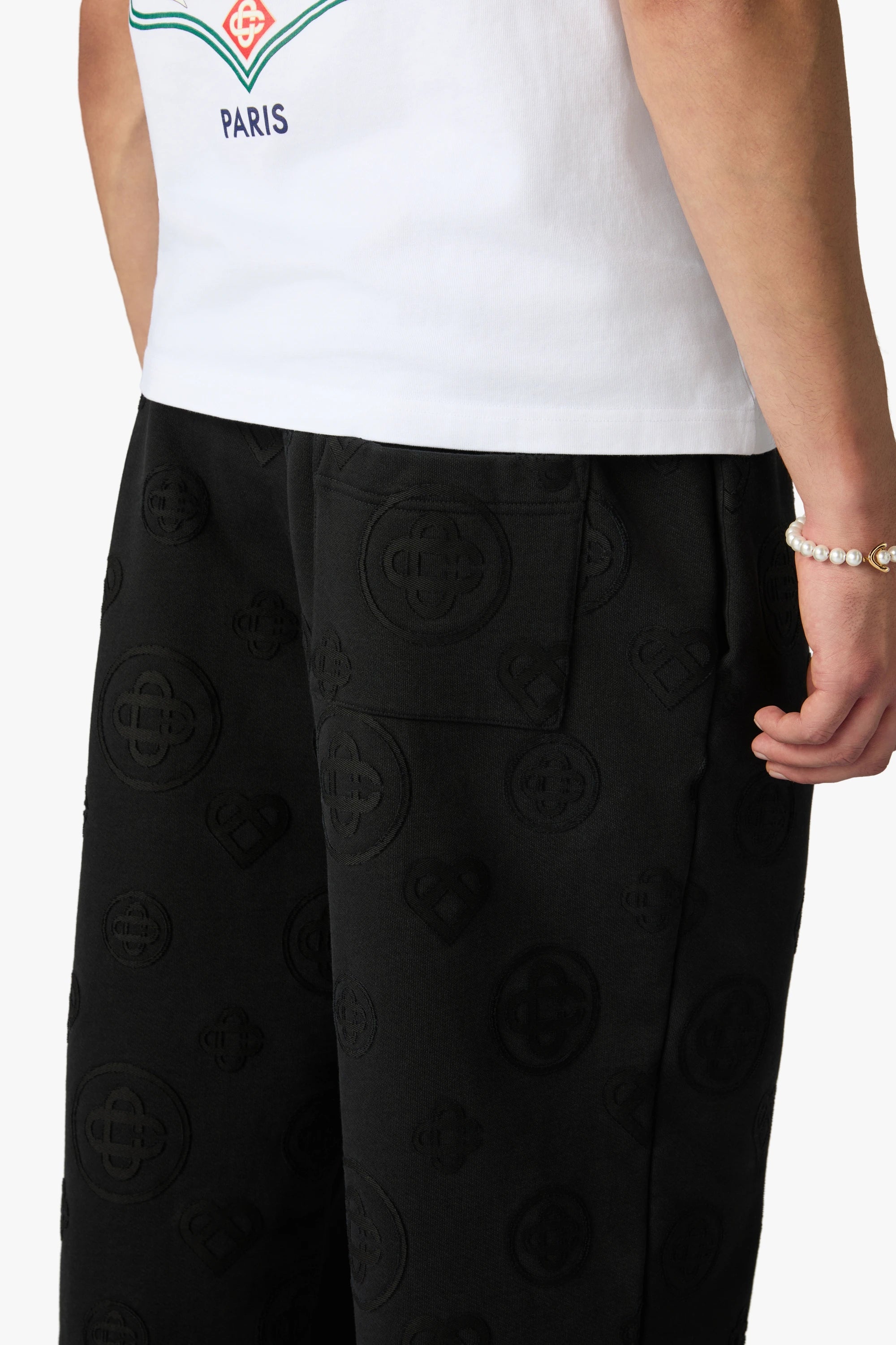 Casablanca Monogram pantaloni tuta neri cotone
