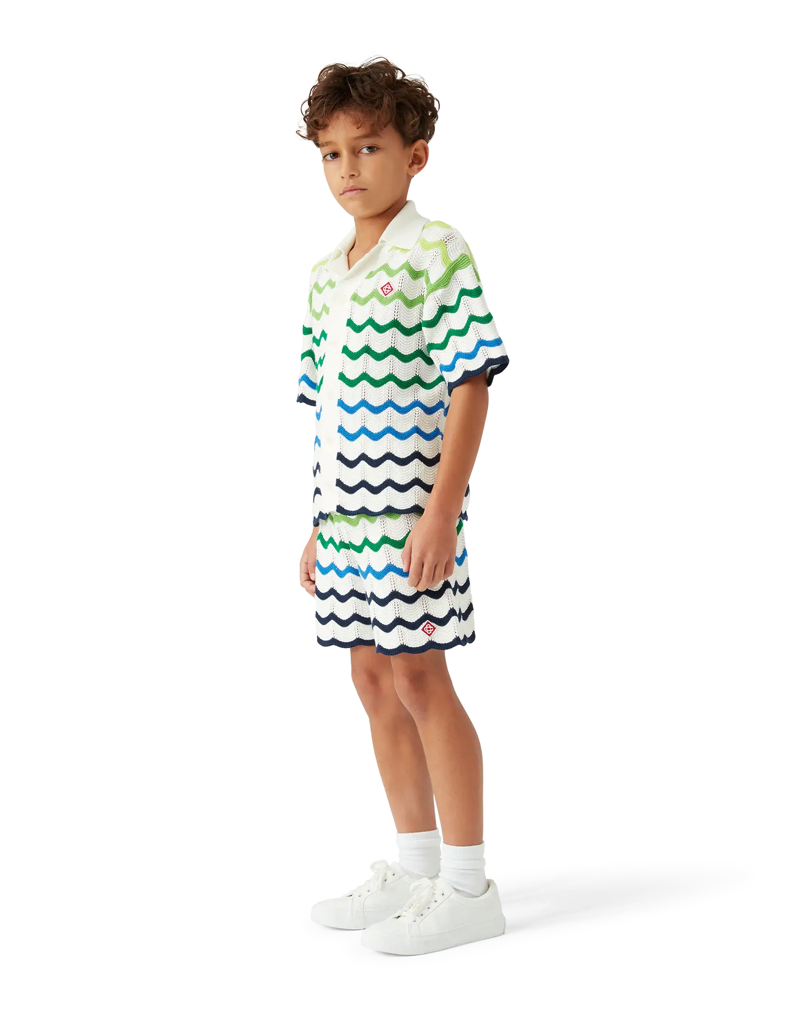 Casablanca Beach Club Gradient Wave Pantaloncini Bimbo Verde Cotone