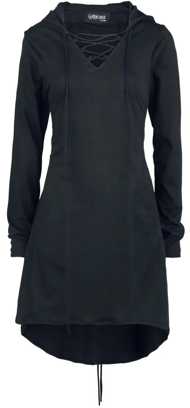 Gothicana by EMP Abito Felpa Nero con Cappuccio M Gothic