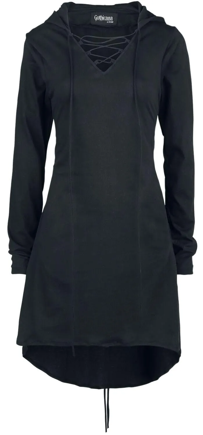 Gothicana by EMP Abito Felpa Nero con Cappuccio M Gothic