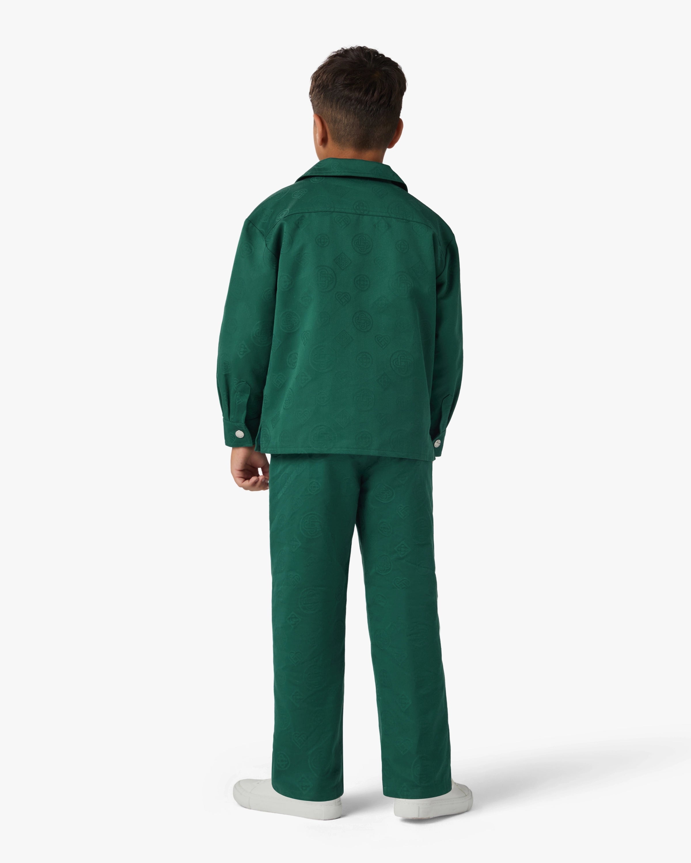 Casablanca Monogram camicia bambino verde zip