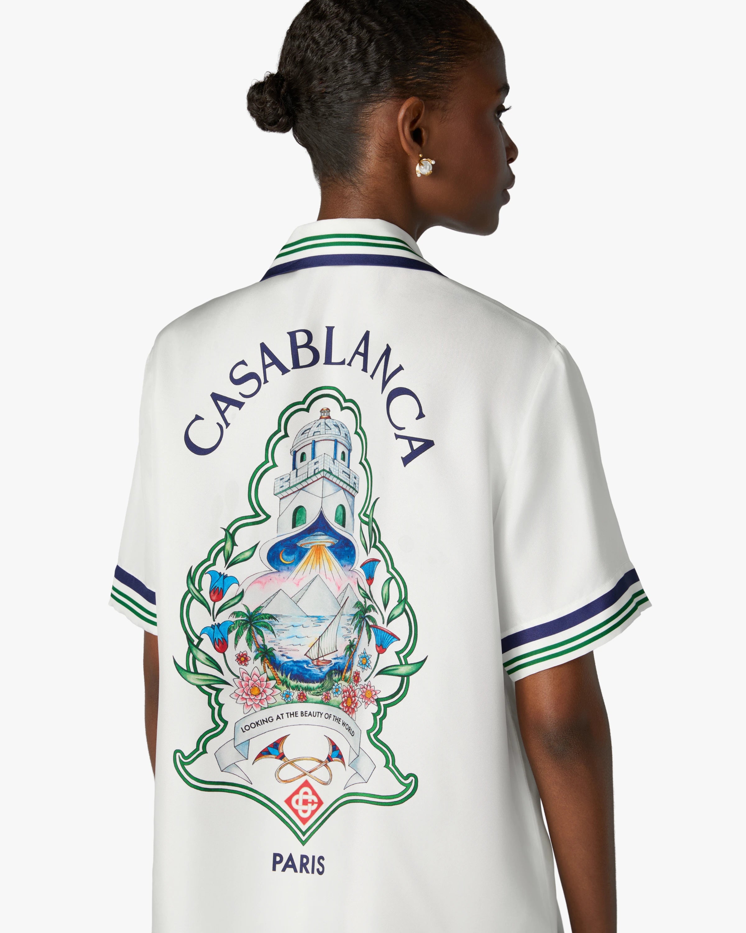 Casablanca Hotel Emblem camicia seta bianca donna