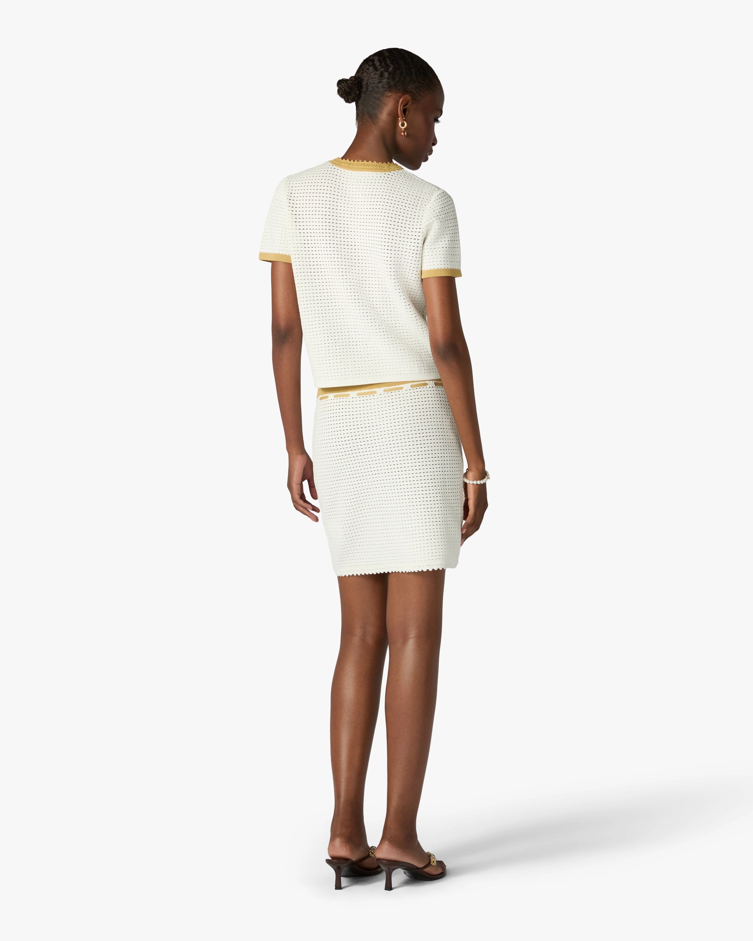 Casablanca Tuck Stitch gonna mini bianca pizzo