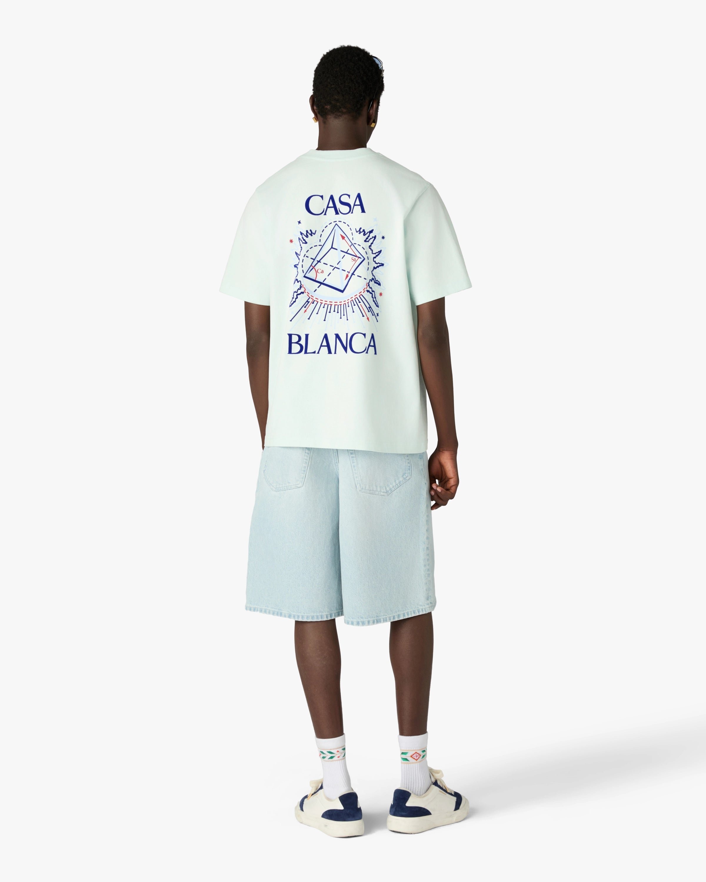 Casablanca Celestial Pyramid t-shirt cotone azzurra