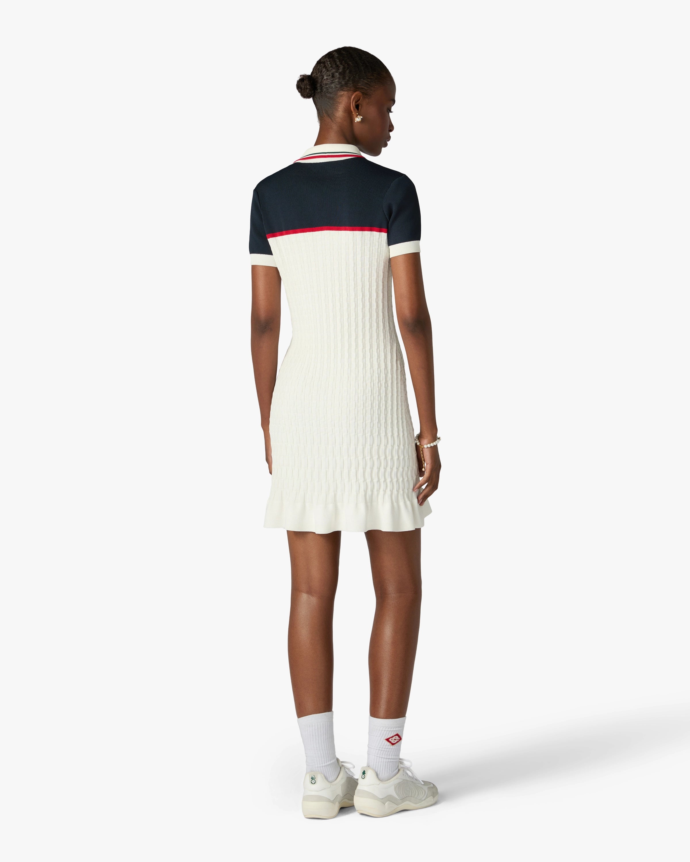 Casablanca Tennis abito donna crema navy maglia