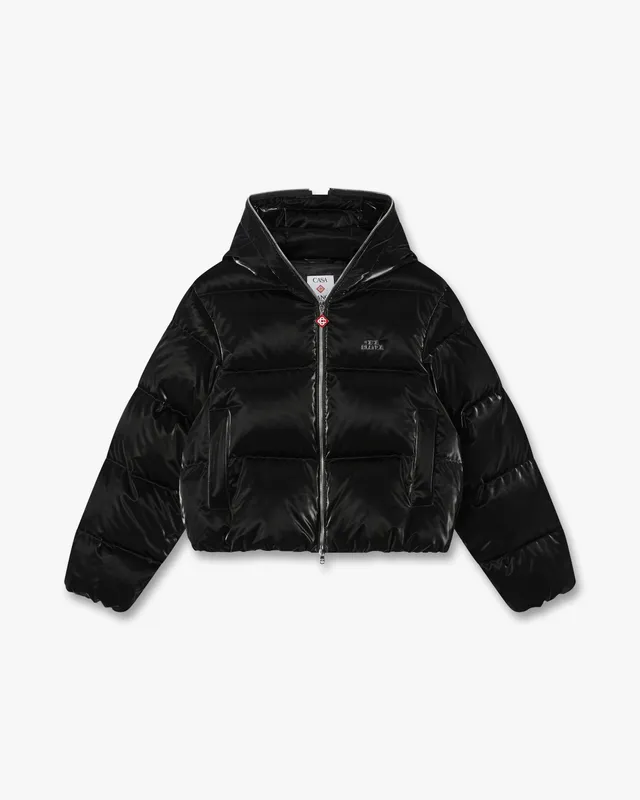 Casablanca Lacquered Cropped Piumino Donna Nero Piuma
