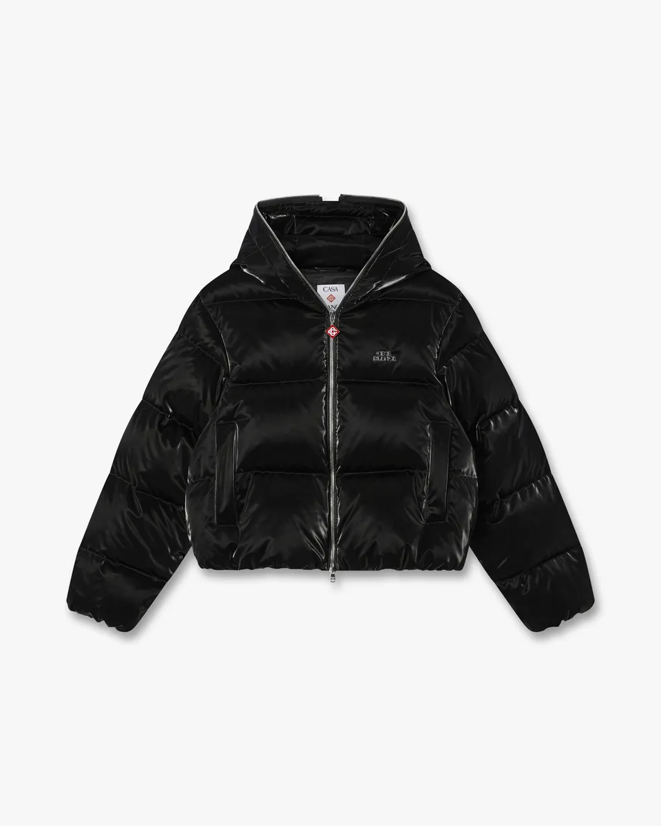 Casablanca Lacquered Cropped Piumino Donna Nero Piuma