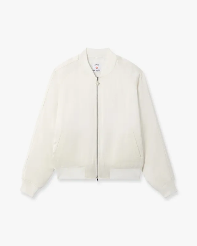 Casablanca Hotel Emblem Bomber Satin Panna Ricamato