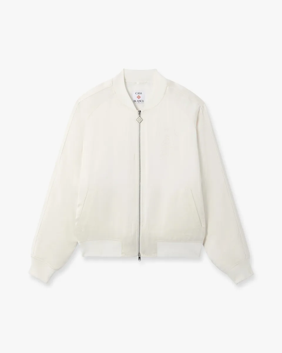 Casablanca Hotel Emblem Bomber Satin Panna Ricamato