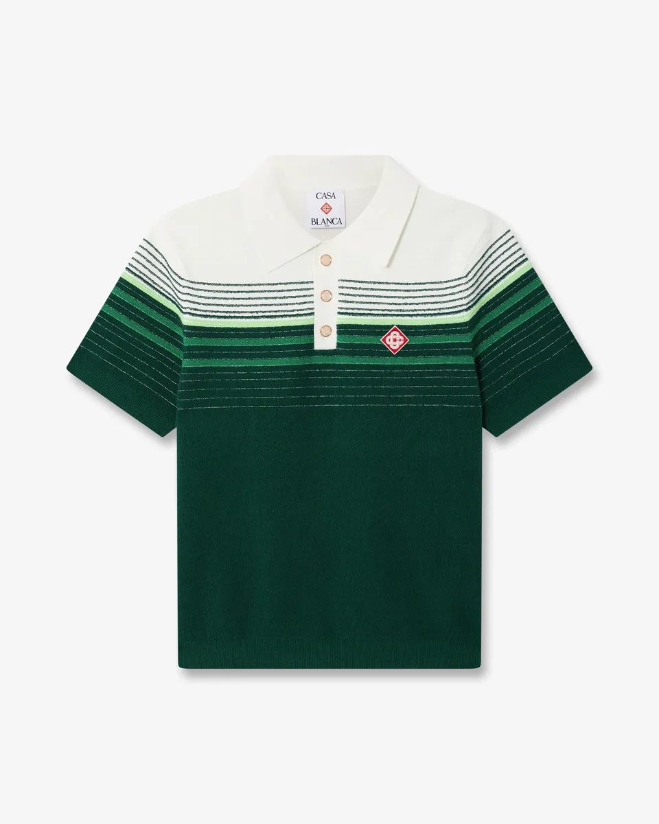 Casablanca Boucle Stripe polo verde bianco cotone