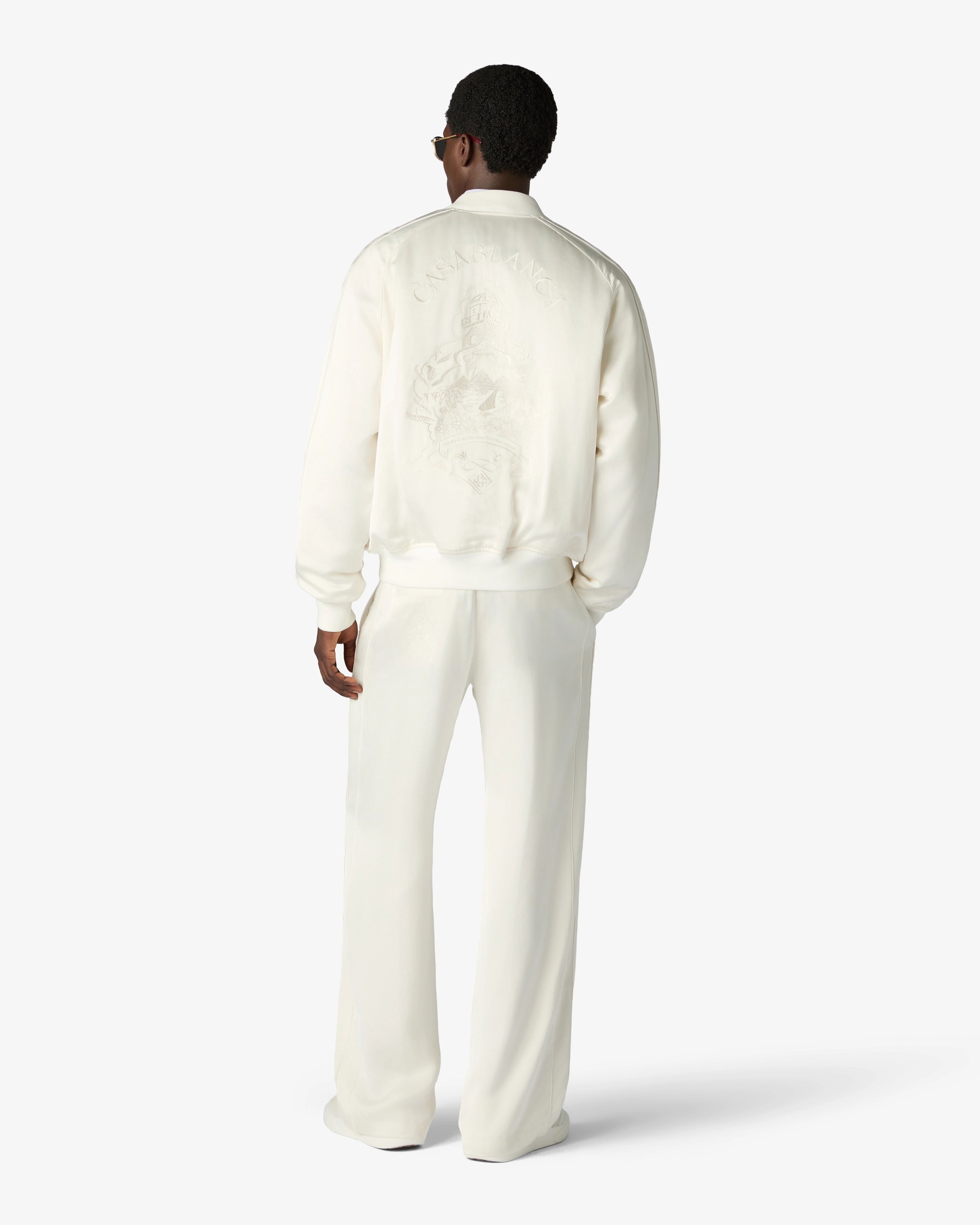 Casablanca Hotel Emblem Bomber Satin Panna Ricamato