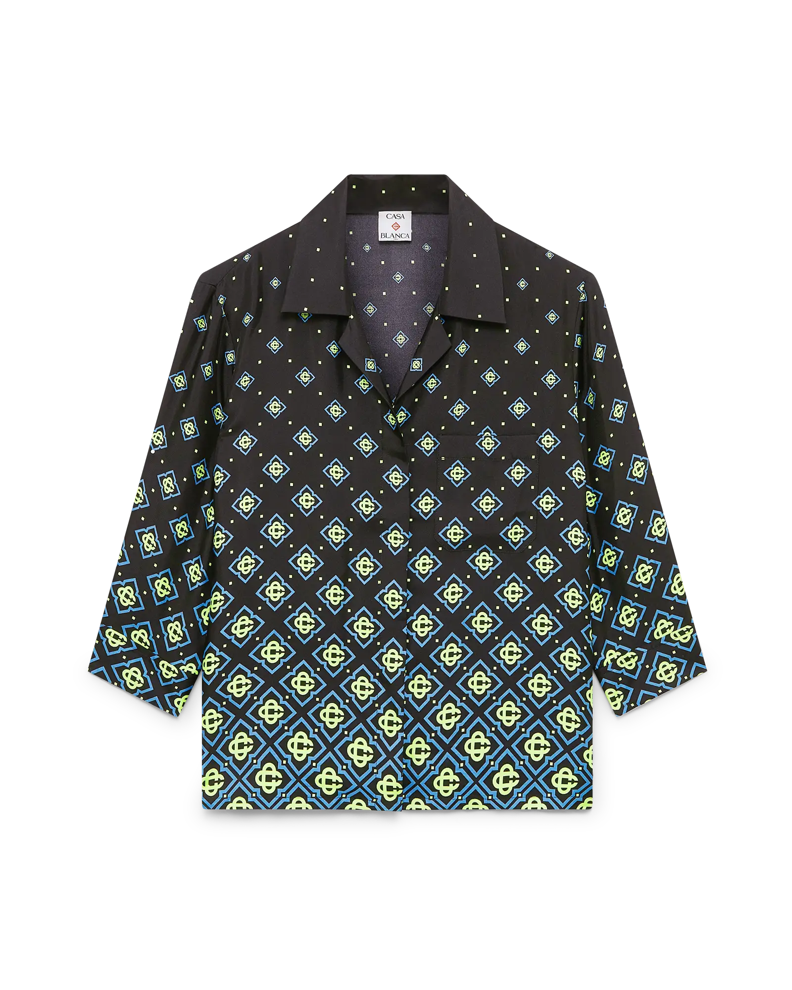 Casablanca Degrade Monogram camicia seta nera maniche lunghe