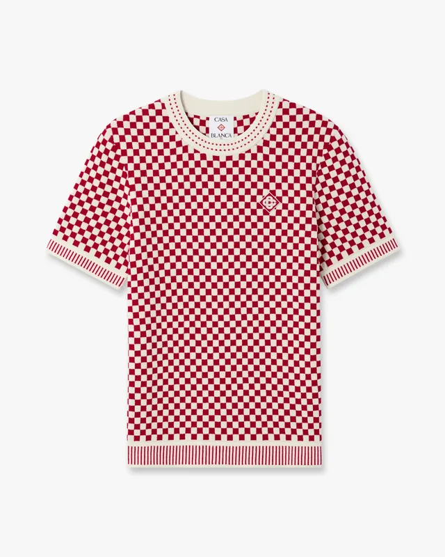 Casablanca Check maglietta quadri rossi cotone