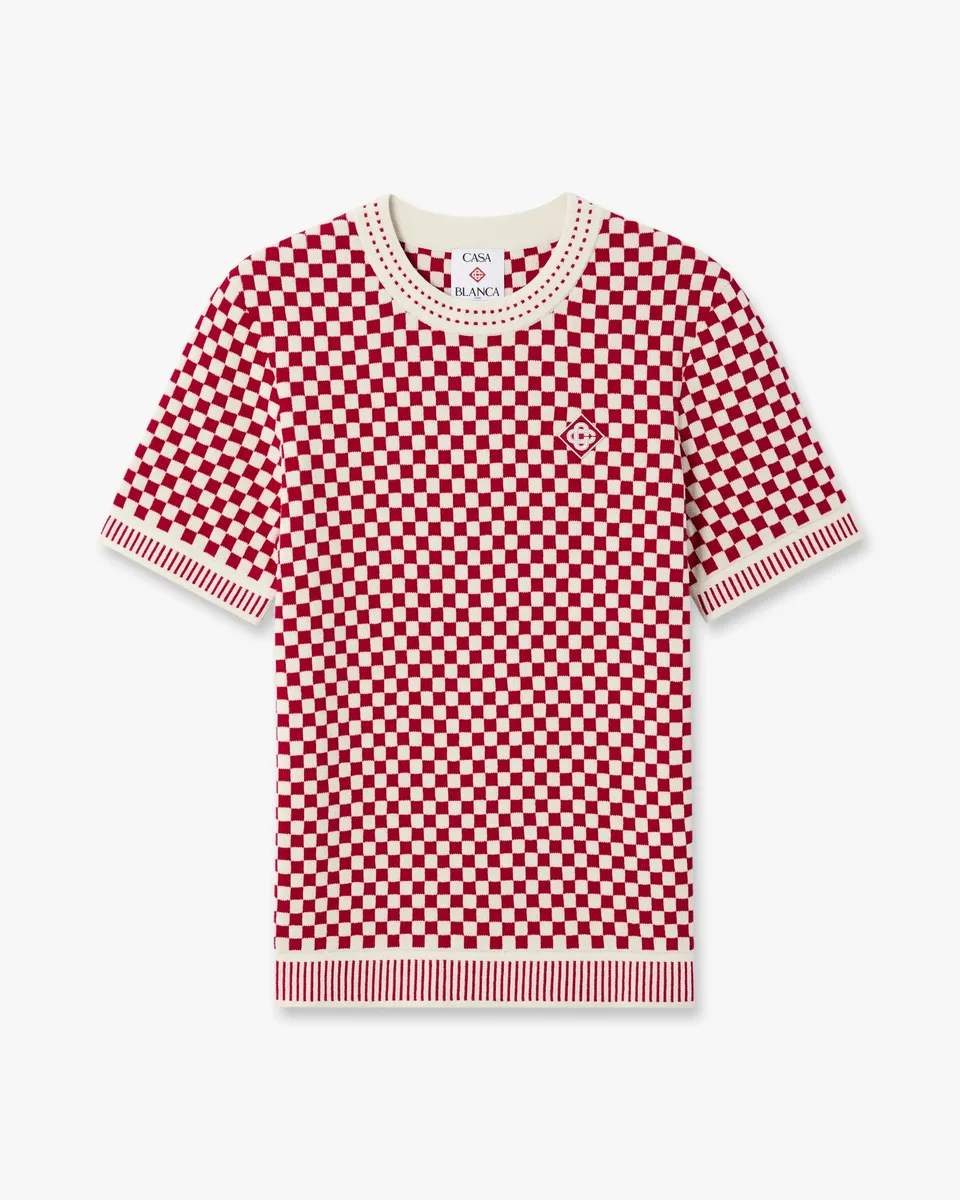 Casablanca Check maglietta quadri rossi cotone