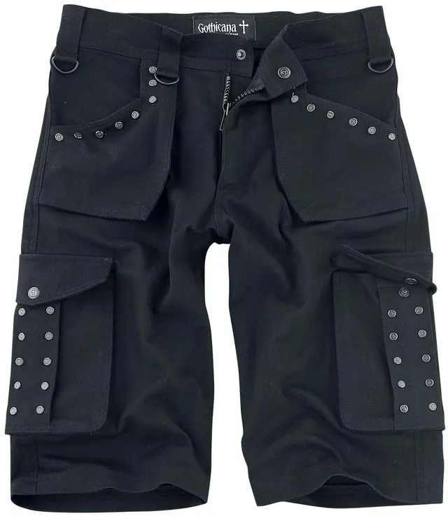 Gothicana by EMP pantaloncini uomo neri con rivetti