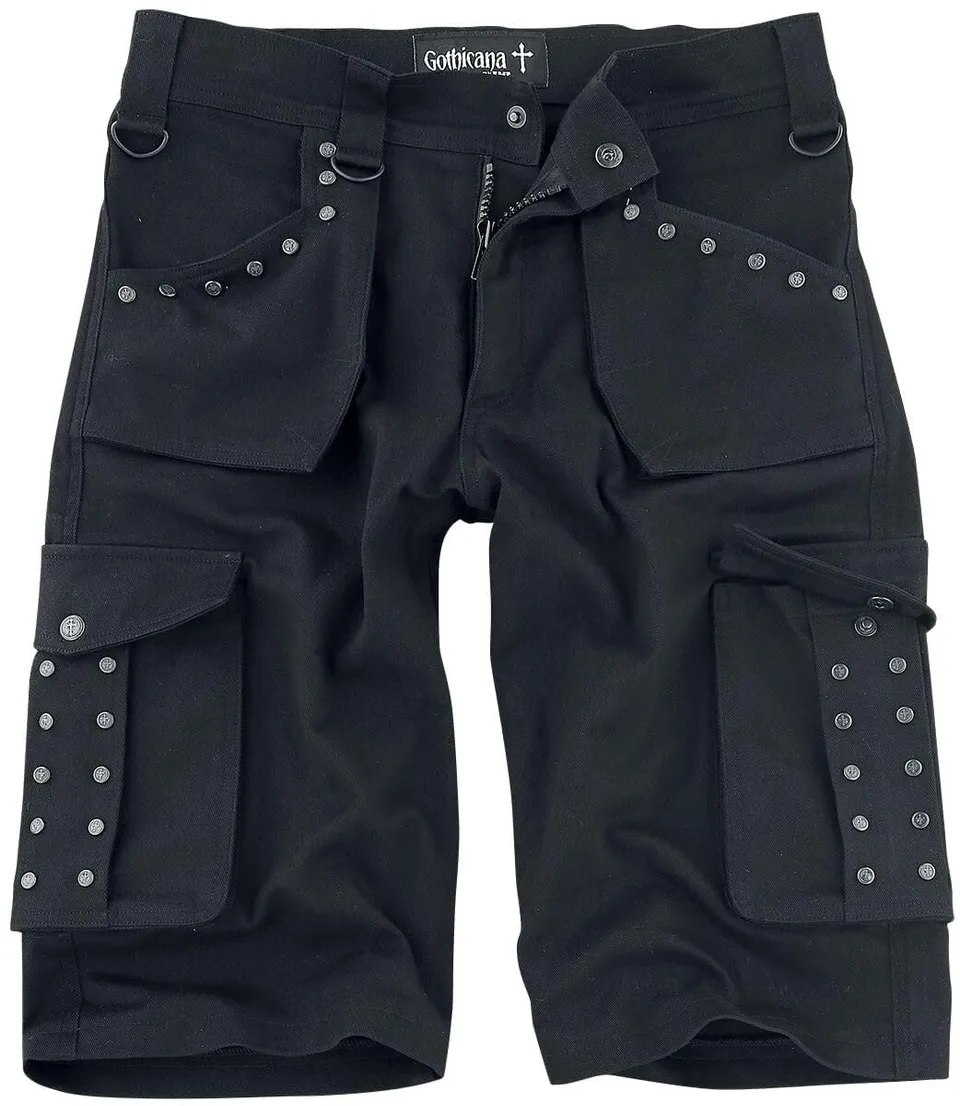 Gothicana by EMP pantaloncini uomo neri con rivetti