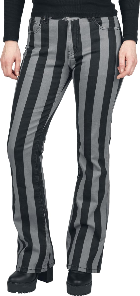 Gothicana by EMP pantaloni a righe grigi 31W/34L