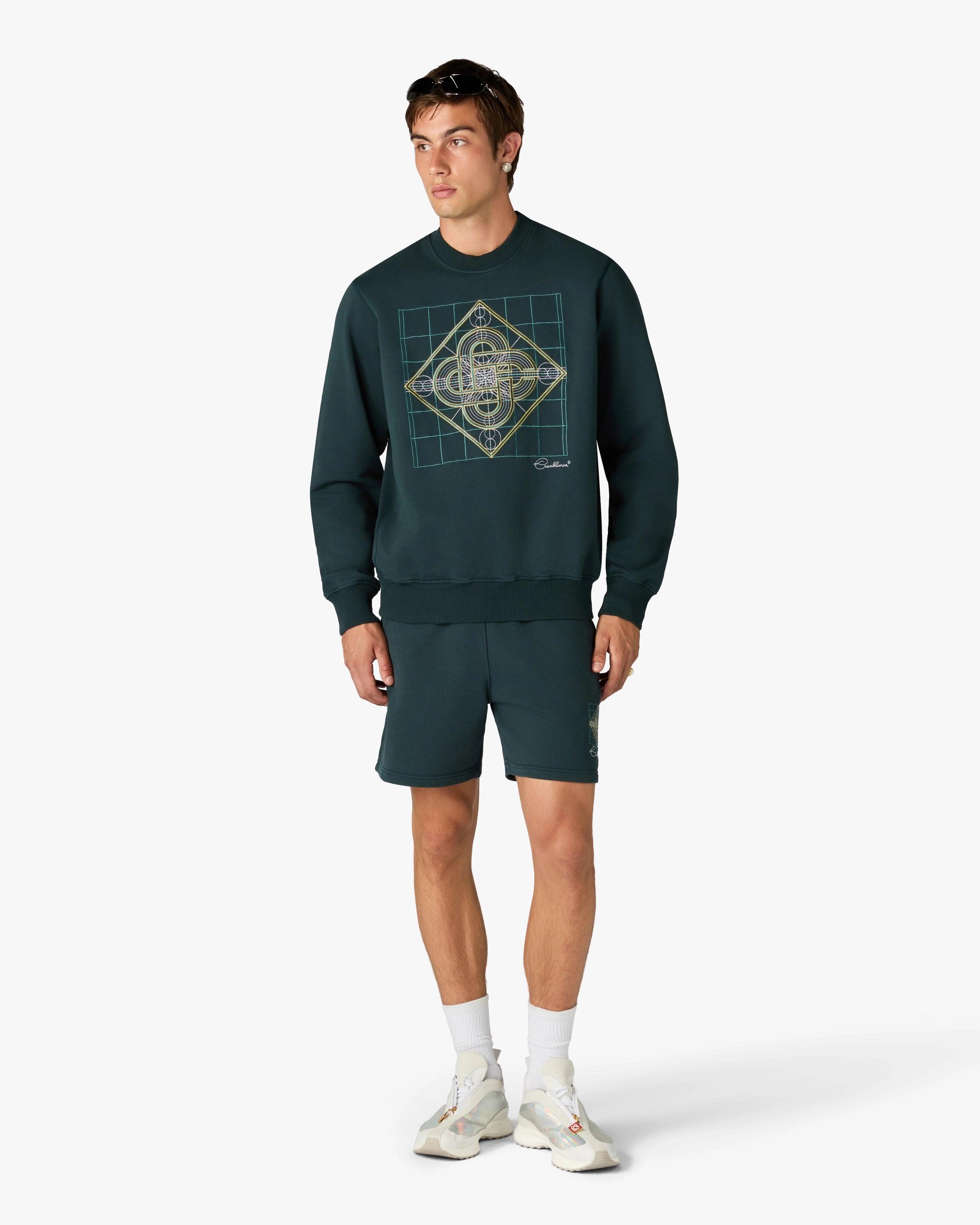 Casablanca Logo Geometrie Sacree Felpa Verde Cotone
