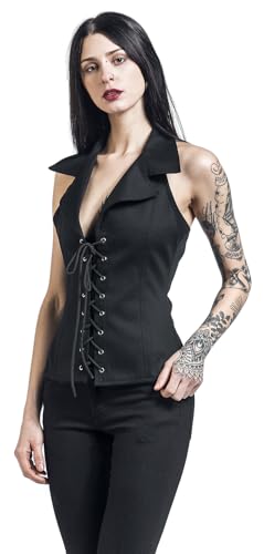 Gothicana by EMP top nero collo alto con lacci taglia XL