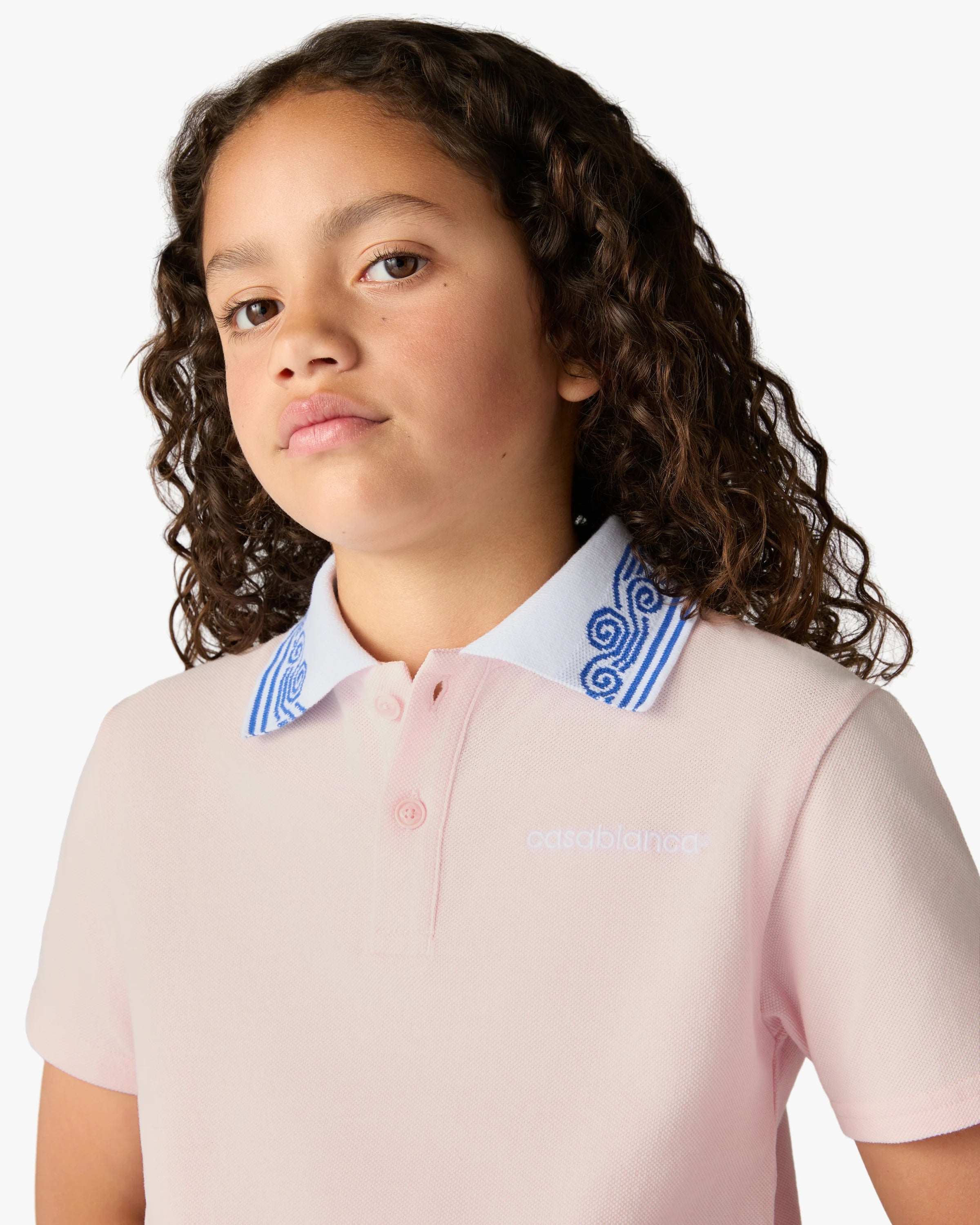 Casablanca Wave polo bambina rosa cotone piqué