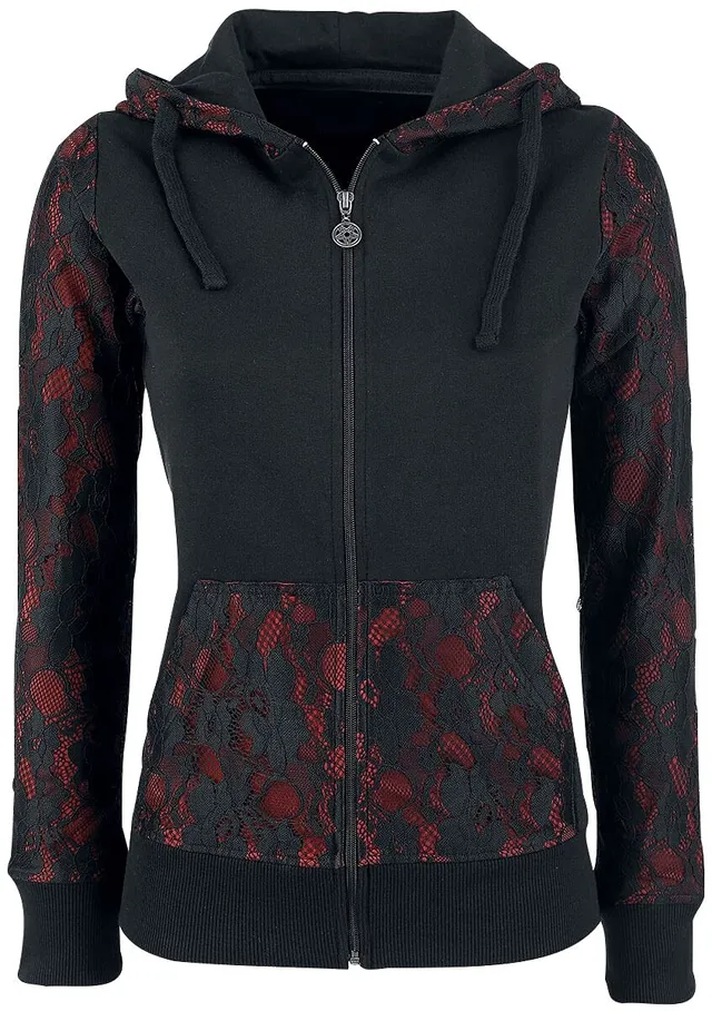 Gothicana by EMP giacca donna nera rossa con pizzo