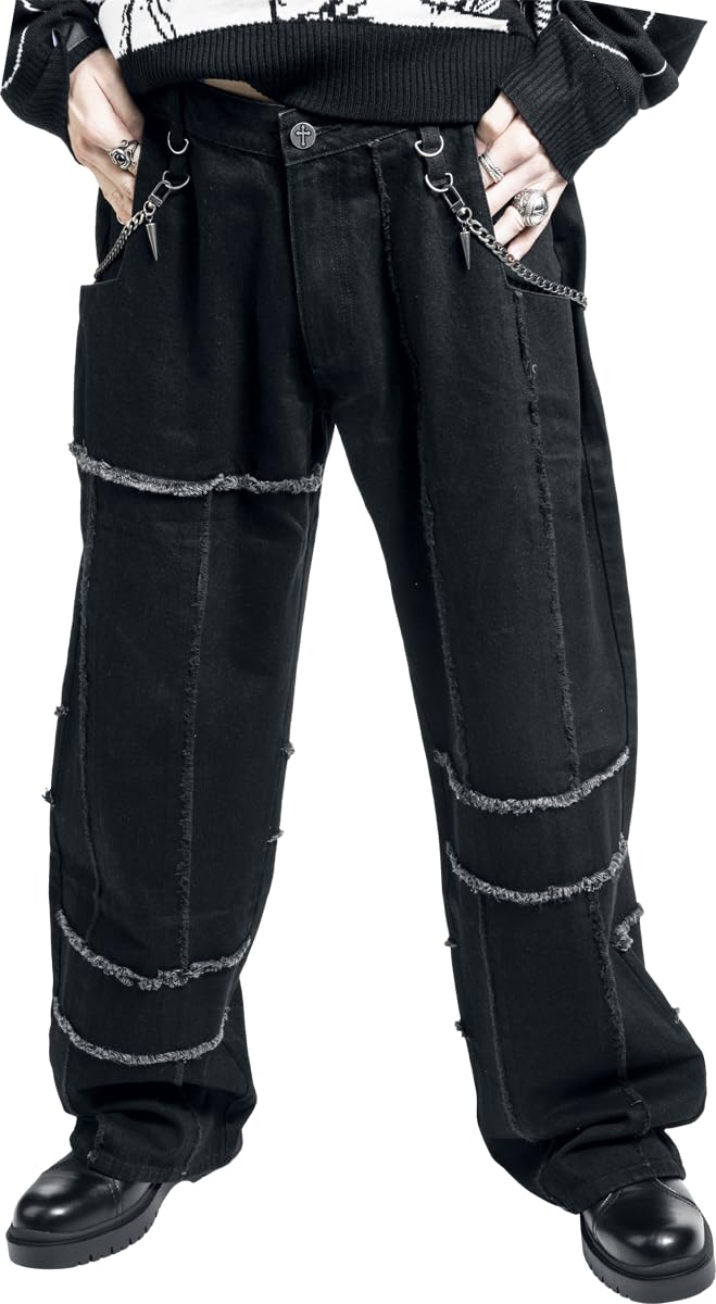 Gothicana by EMP Jeans Neri Uomo Catene 34W/32L