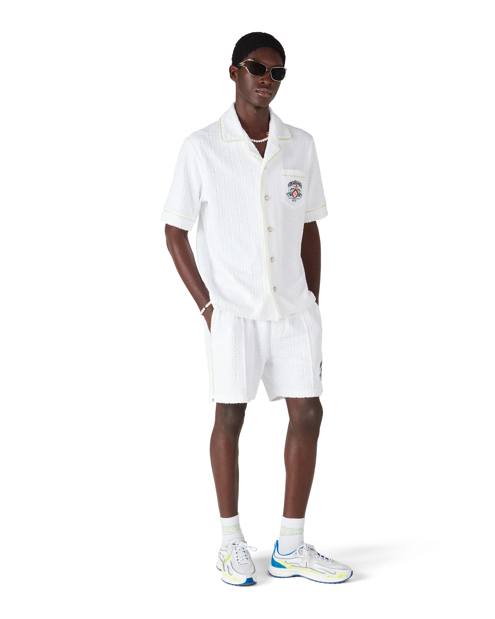Casablanca Towelling camicia bianca spugna ricamata