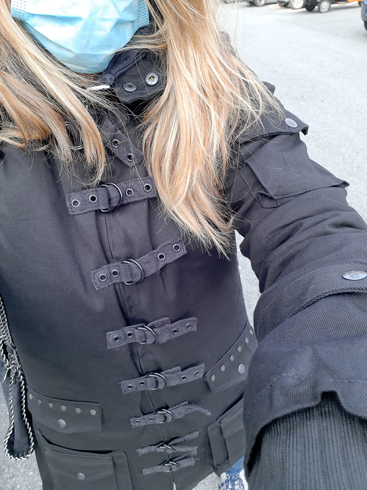 Gothicana by EMP Parka donna nero con rivetti taglia S