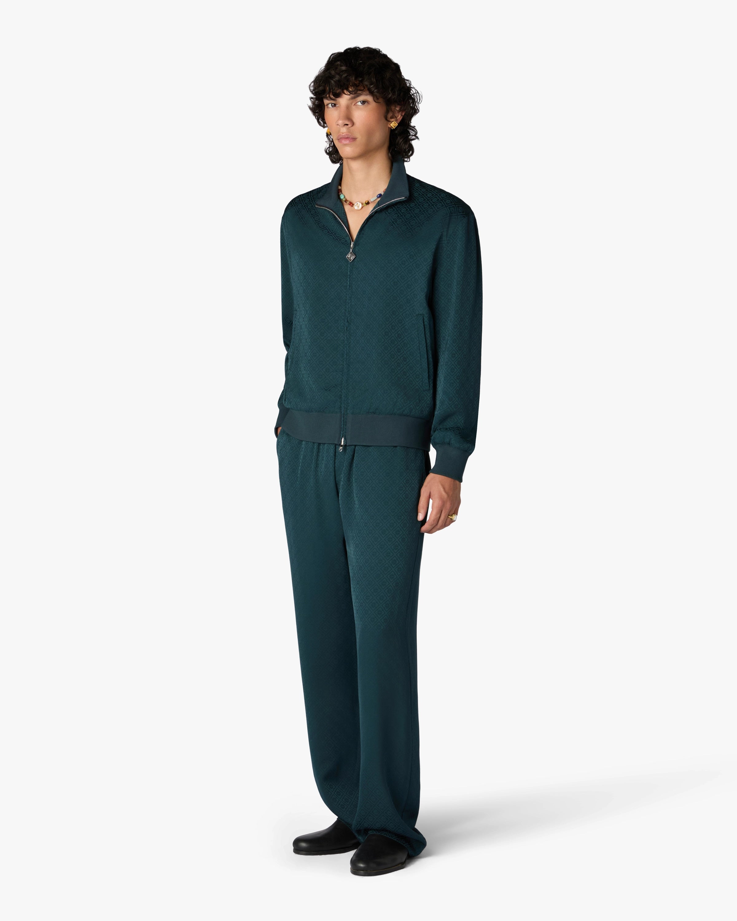 Casablanca Monogram Pantaloni verde petrolio viscosa