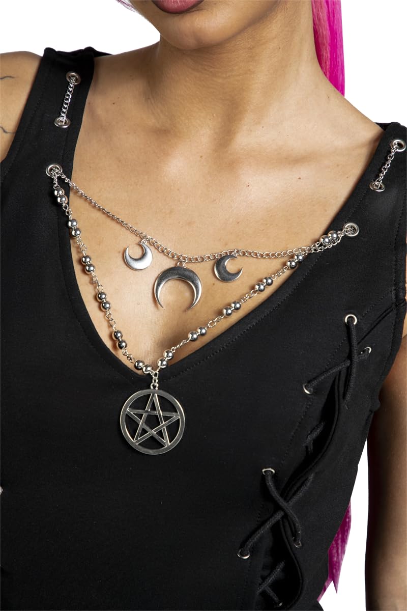 Gothicana by EMP abito corto nero M jersey lacci