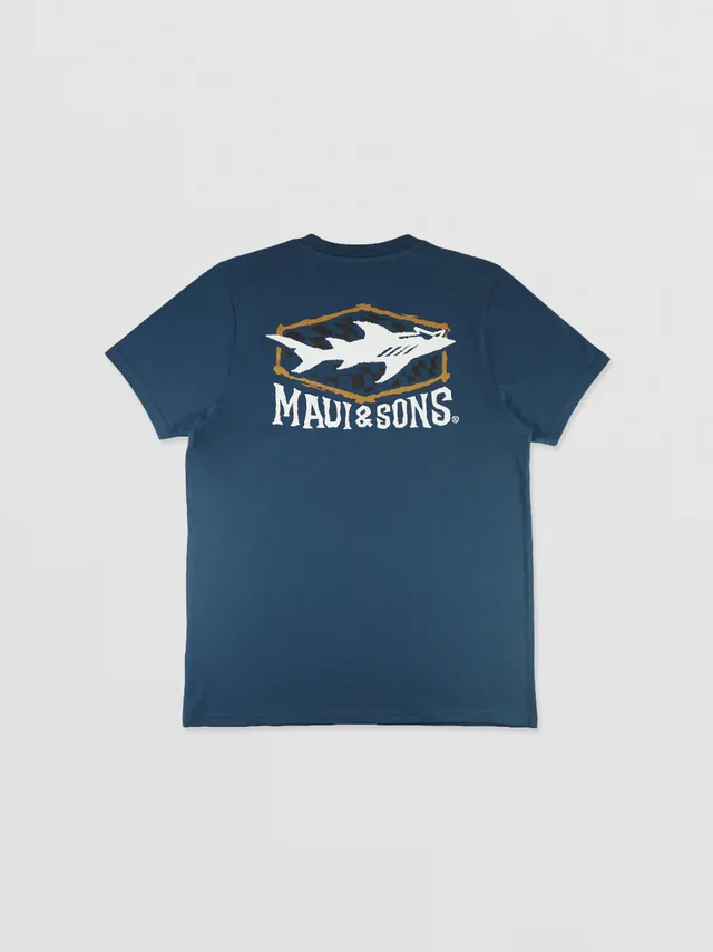 Maui and Sons Straight On maglietta blu squalo cotone