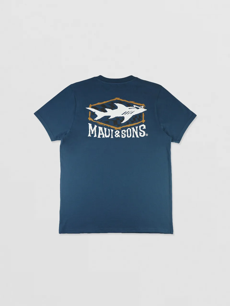 Maui and Sons Straight On maglietta blu squalo cotone