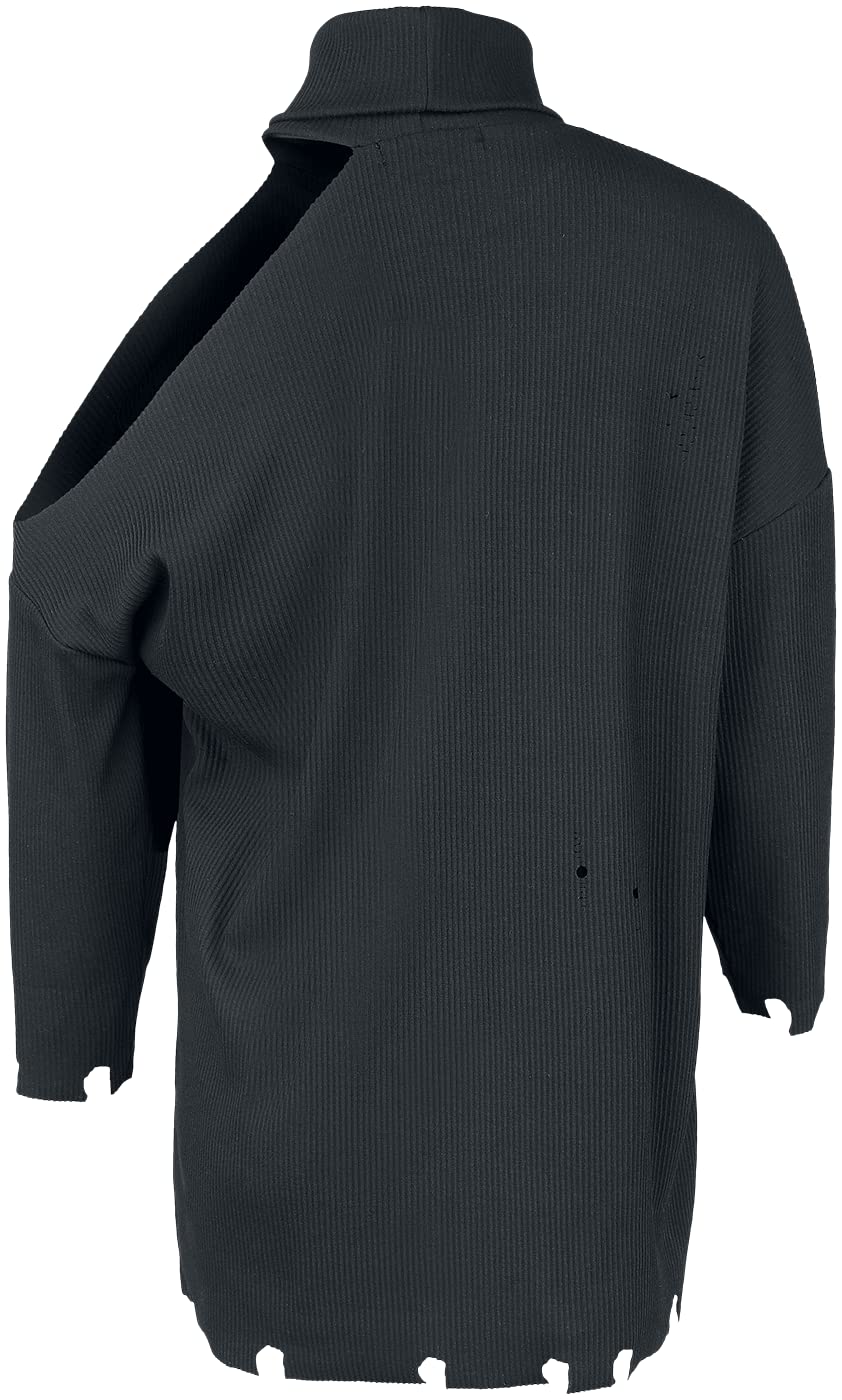 Gothicana by EMP Maglia Nera Maniche Lunghe Look Usurato S