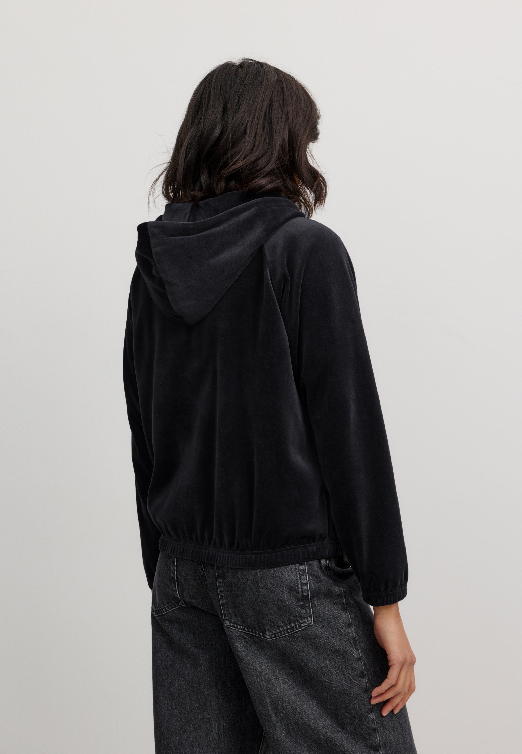 Recolution Heliconia felpa zip nera cotone bio