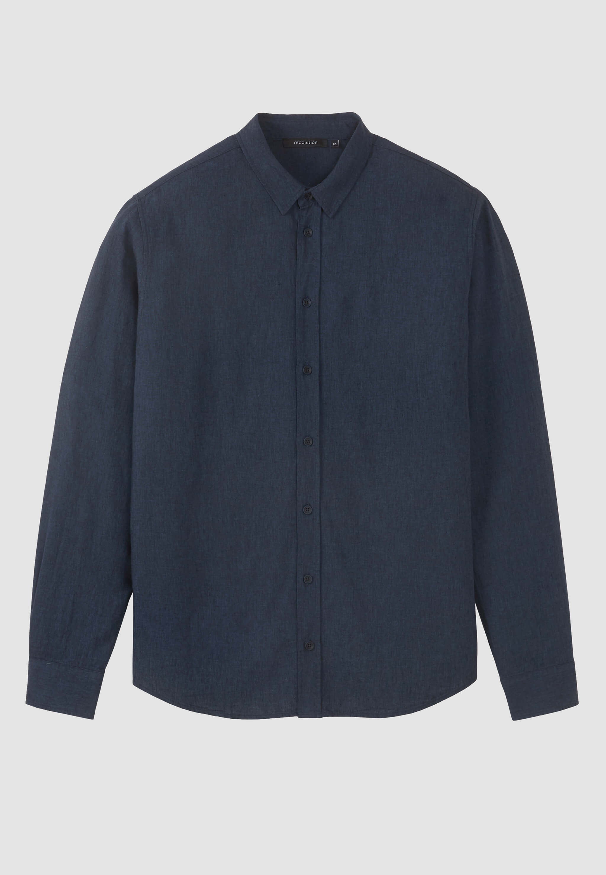 Recolution NUTMEG Camicia Lino Blu Navy Manica Lunga