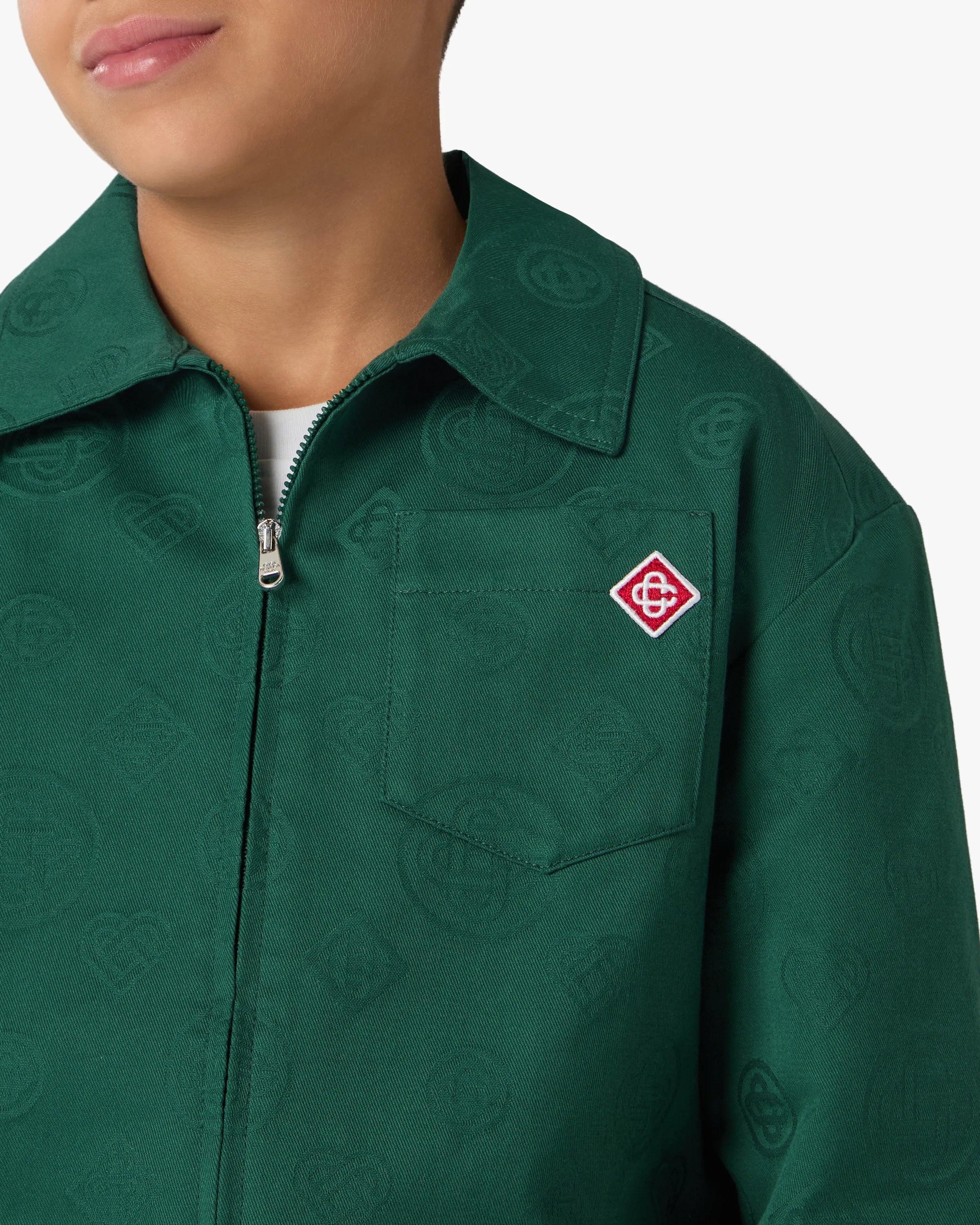 Casablanca Monogram camicia bambino verde zip
