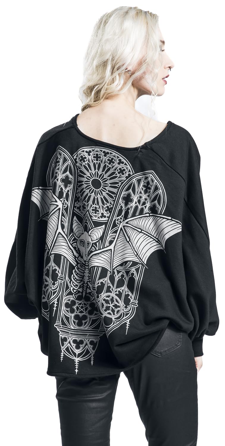 Gothicana by EMP Cardigan Nero Maniche a Pipistrello Donna